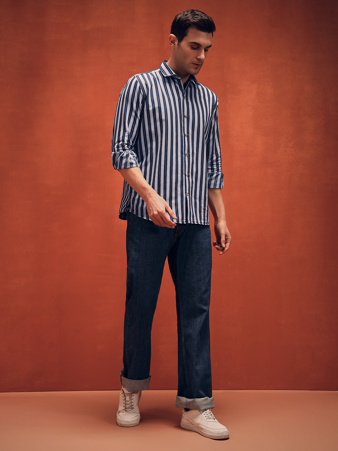 Striped Sky Blue Denim Shirt