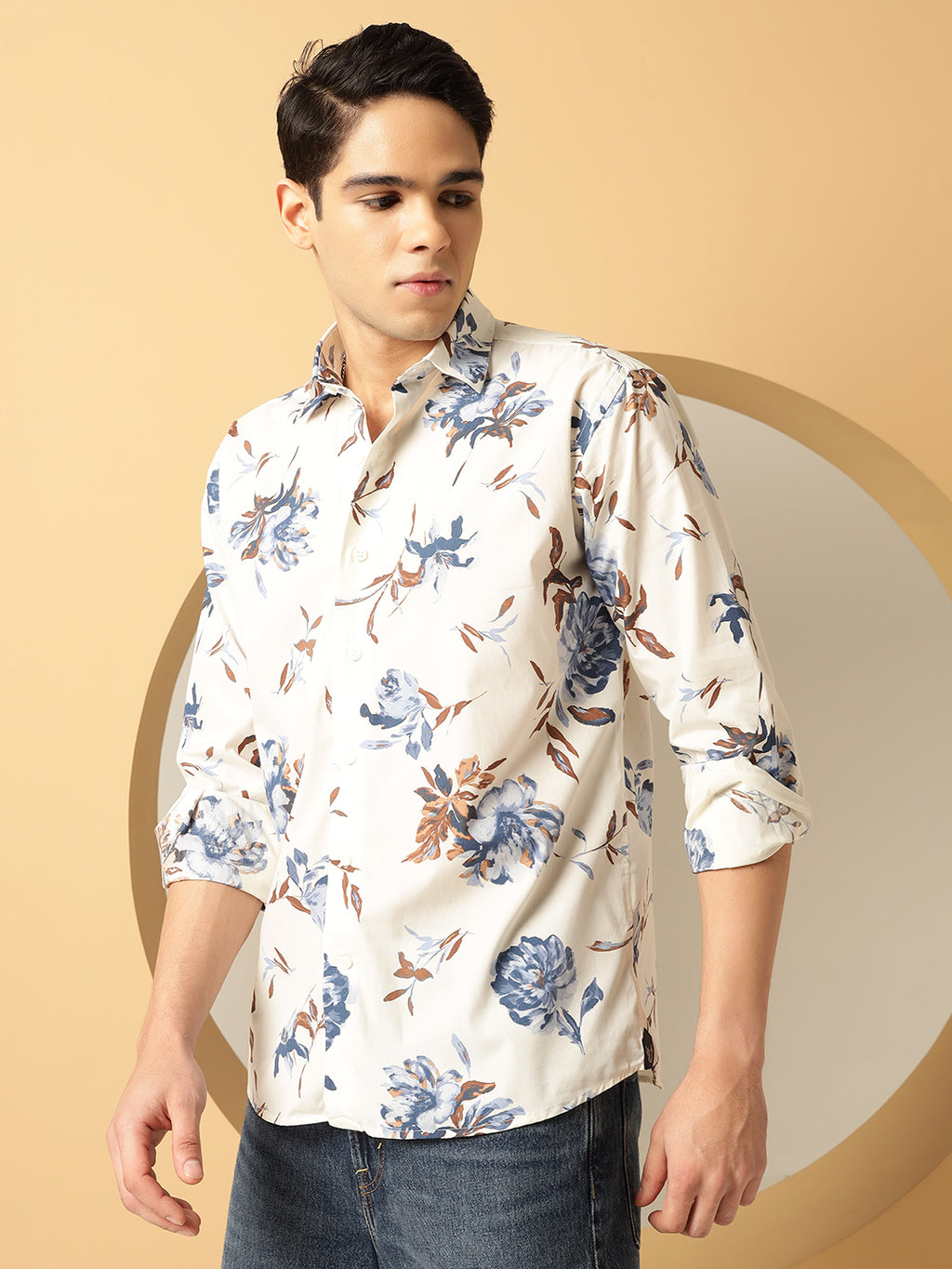 Floral Pure Cotton White Shirt