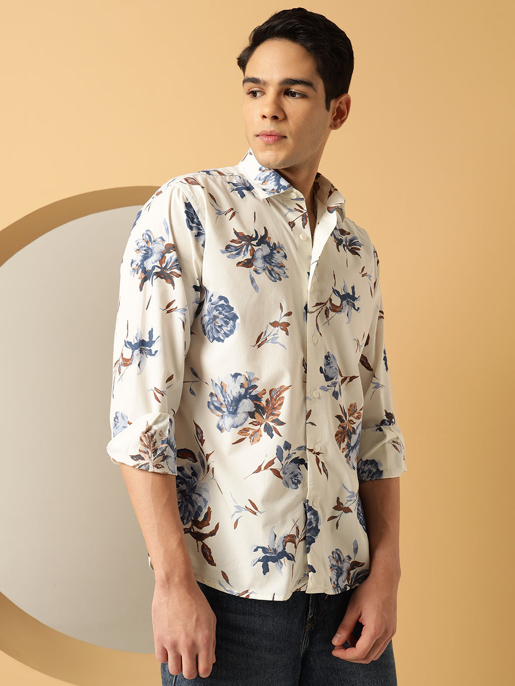 Floral Pure Cotton White Shirt
