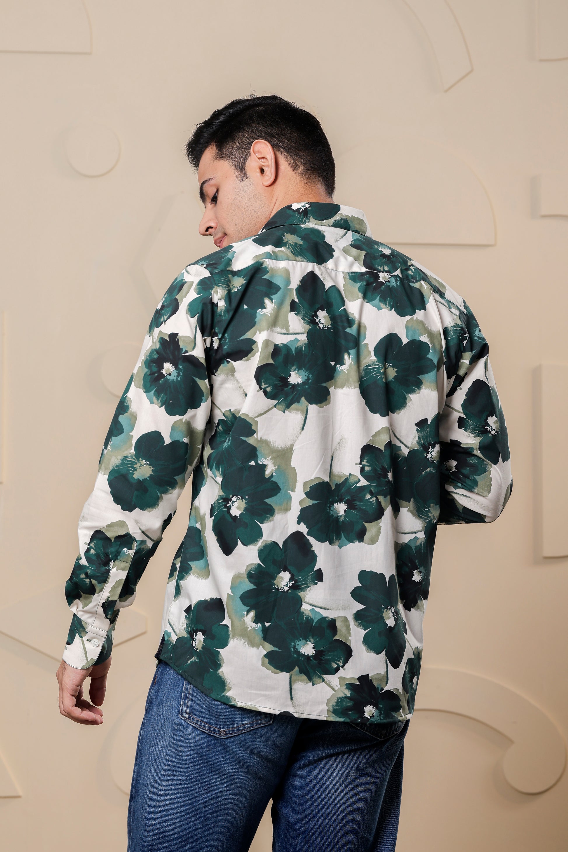 Floral Pure Cotton Green Shirt