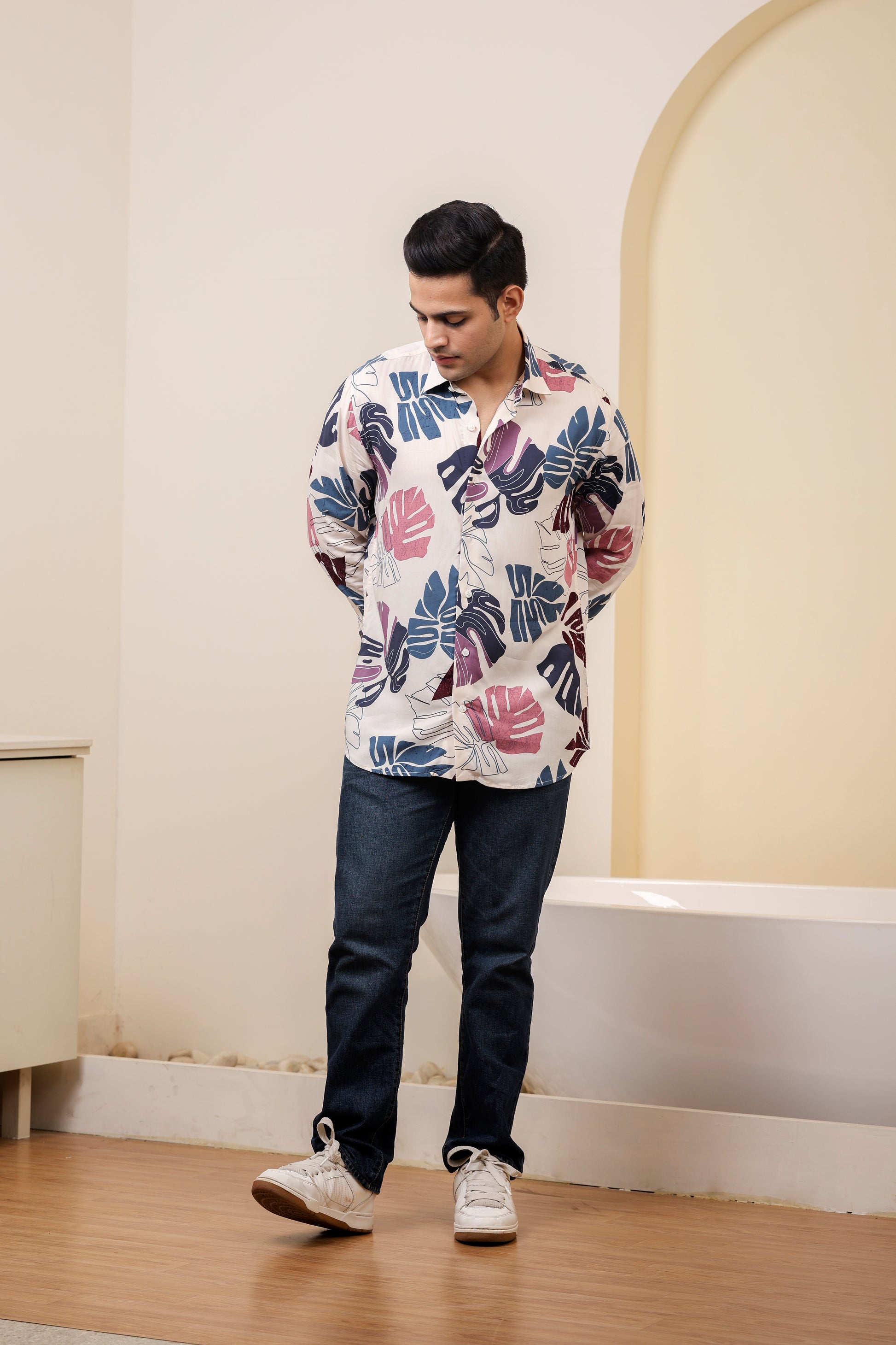 Tropical Pure Cotton Cream Shirt