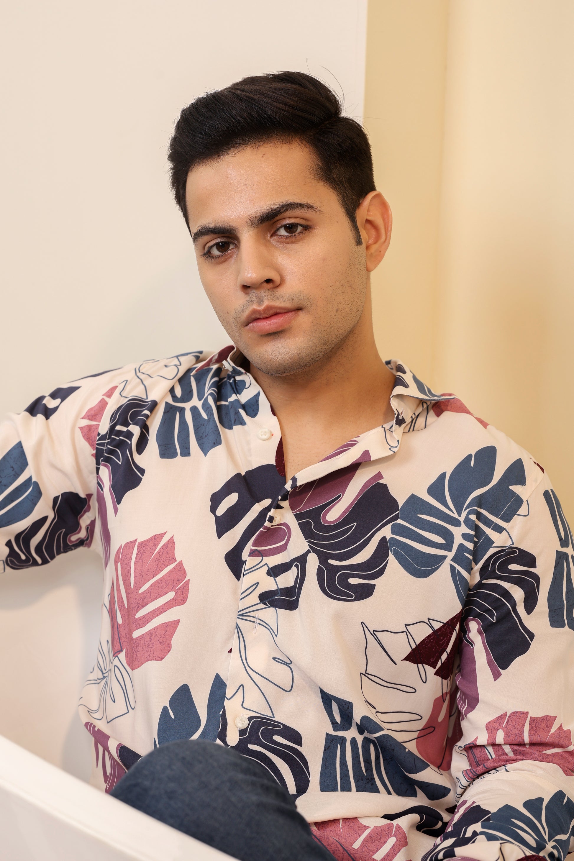 Tropical Pure Cotton Cream Shirt