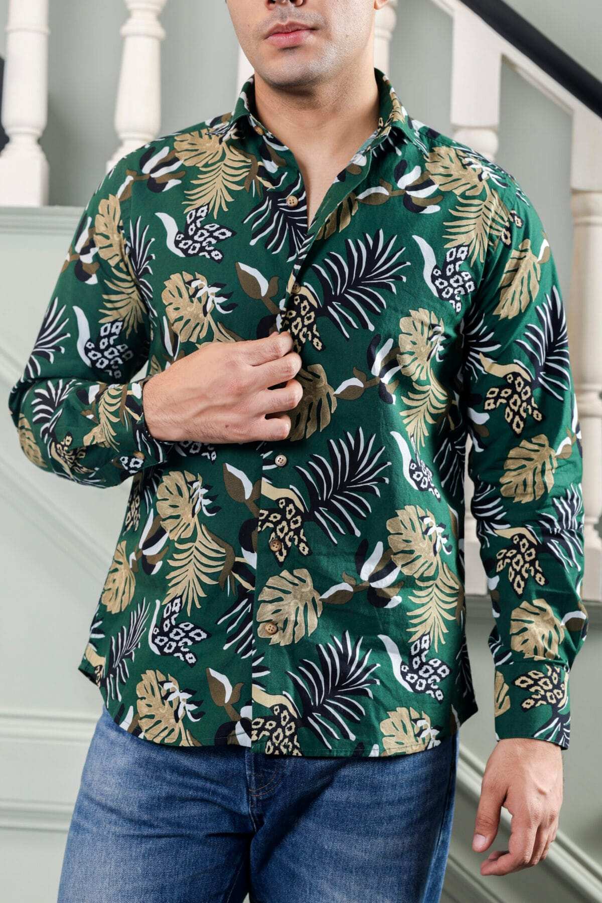 Tropical Green Floral Shirt