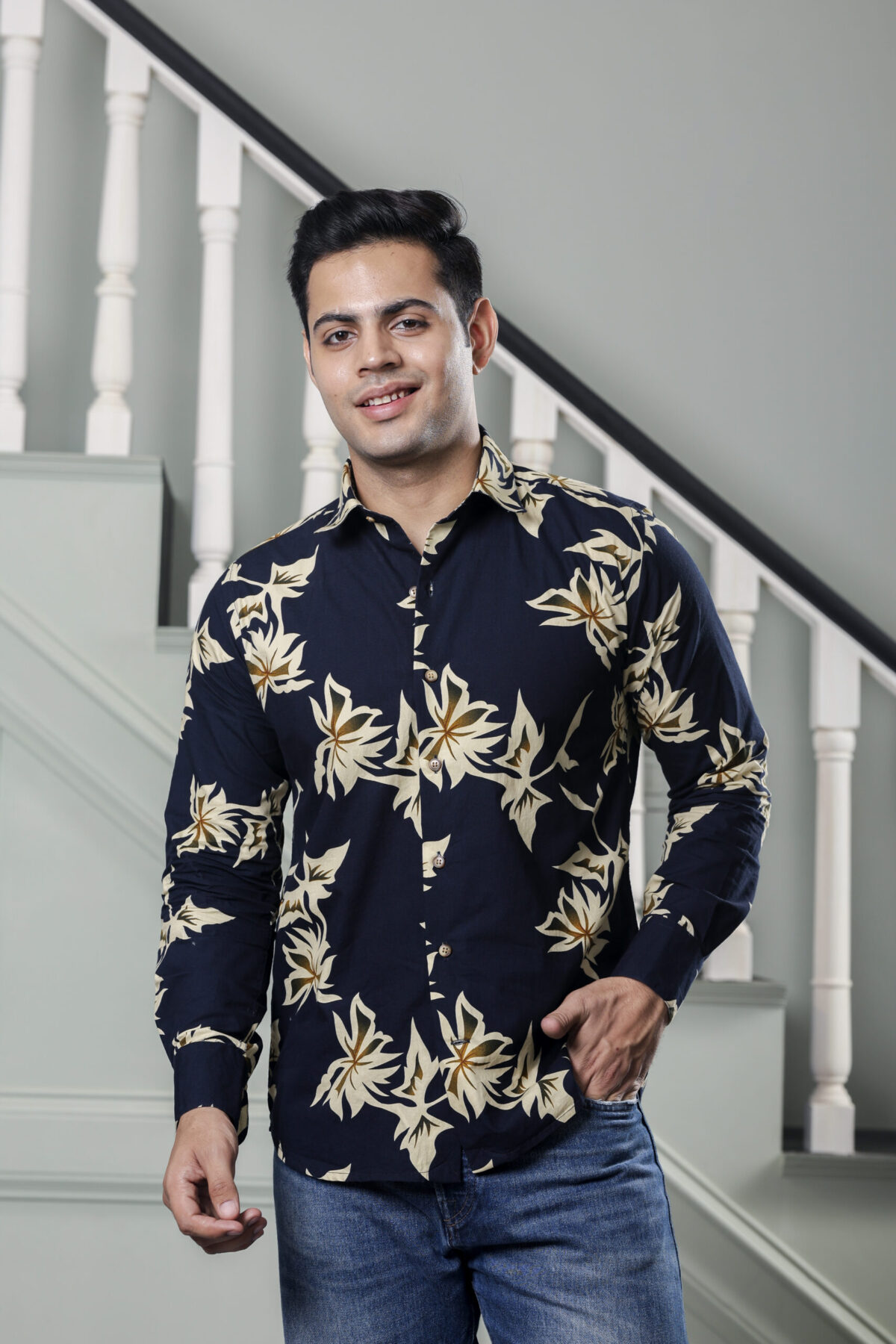 Floral Navy Blue Shirt