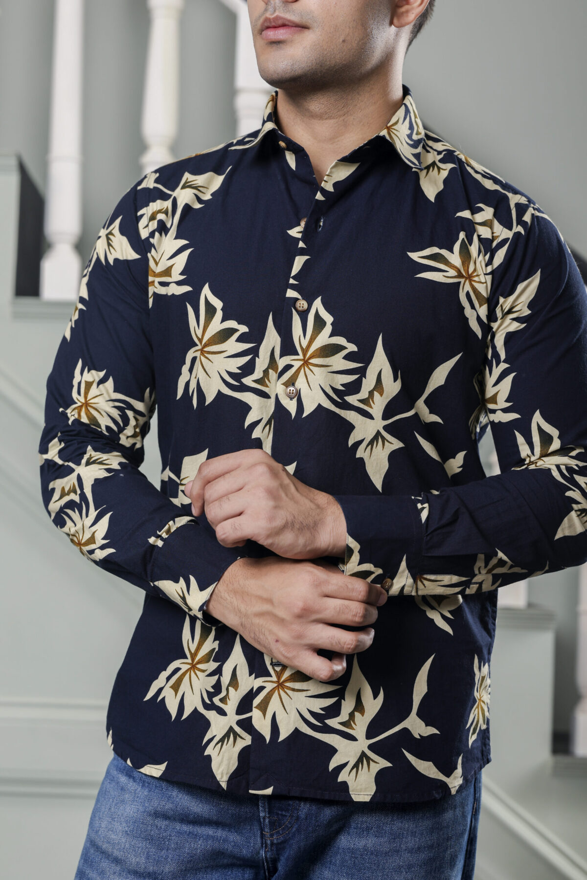 Floral Navy Blue Shirt