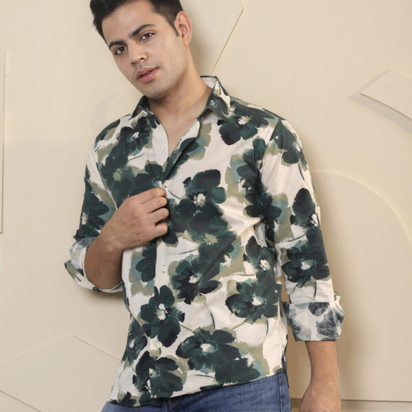 mens green floral shirt