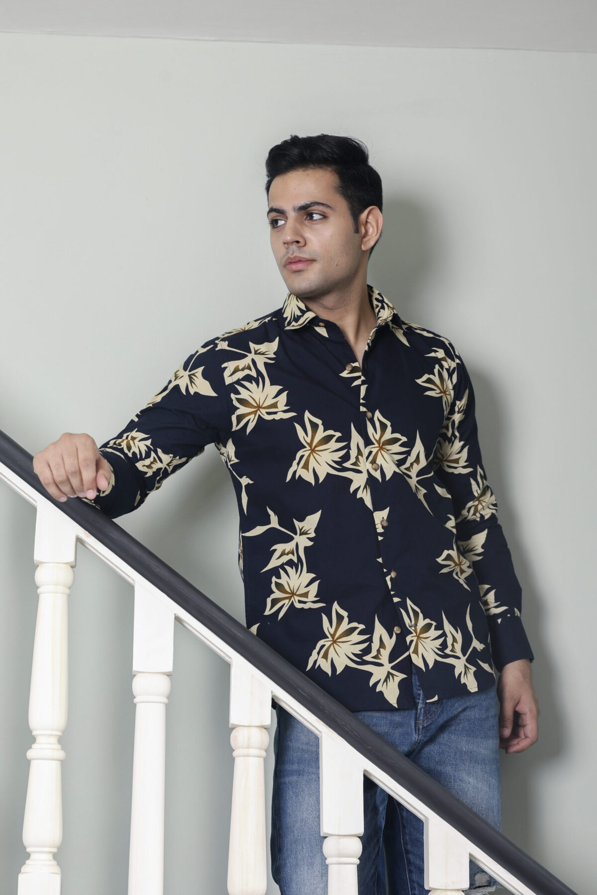 Floral Navy Blue Shirt